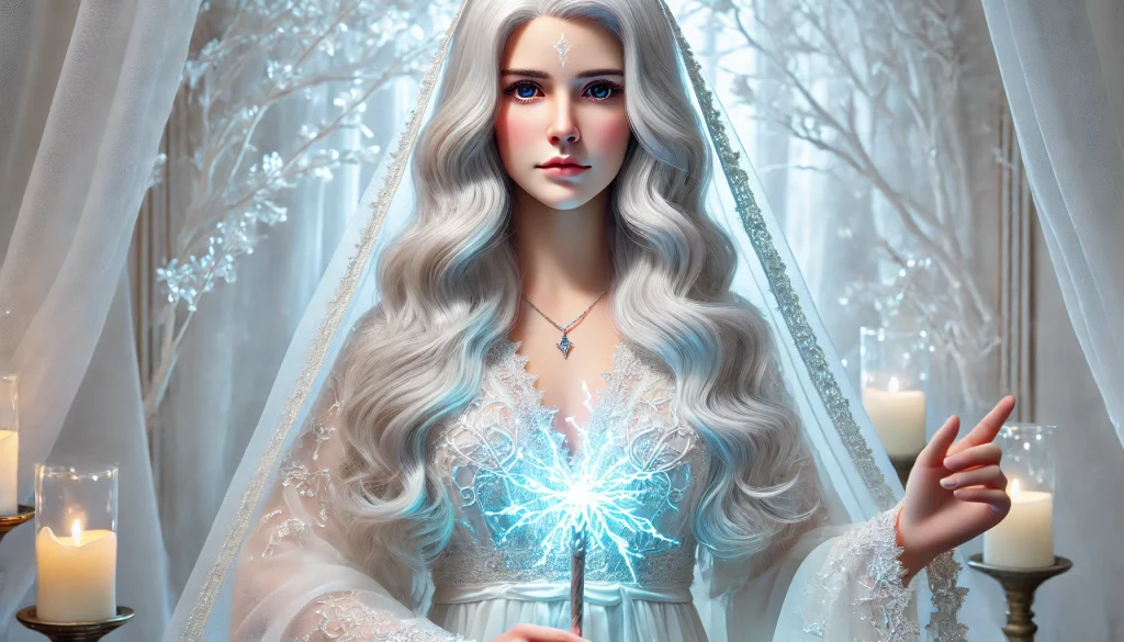 Symbolbild der weißen Hexe, welche als Medium hilft, die Weisheit der Göttin Nadoka Lim zu verbreiten