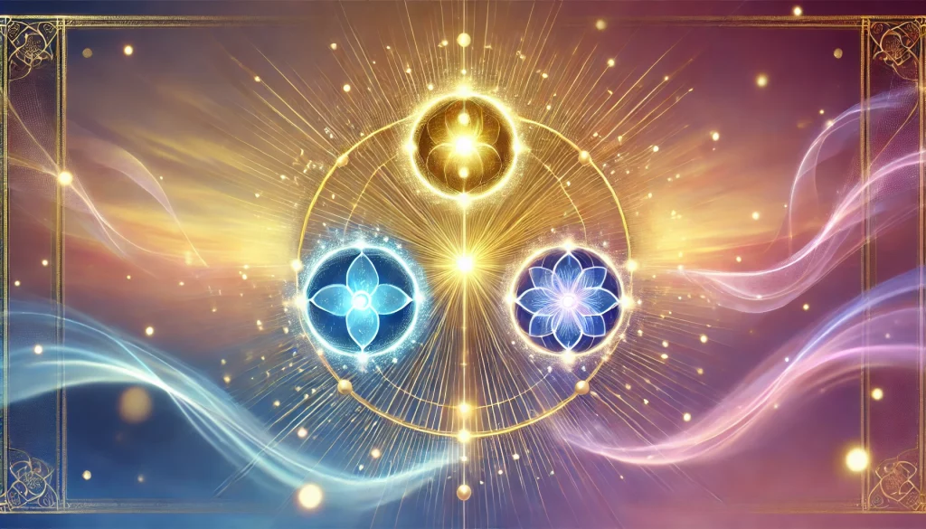 Symbolbild für die heilige Dreifaltigkeit der Macht Nadoka Lims aus Weisheit, Güte und Transformation